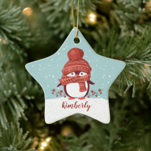 Persoonlijke Pinguïn Kerstmis Keramisch Ornament