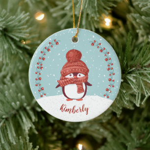 Persoonlijke Pinguïn Kerstmis Keramisch Ornament