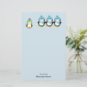 Persoonlijke pinguïns geperst voor de winter briefpapier (Staand voorkant)