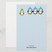 Persoonlijke pinguïns geperst voor de winter briefpapier (Voorkant / Achterkant)