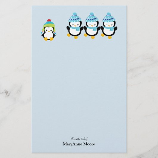 Persoonlijke pinguïns geperst voor de winter briefpapier (Voorkant)
