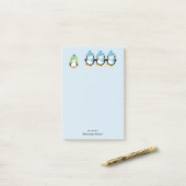 Persoonlijke pinguïns geperst voor de winter post-it® notes (Op bureau)