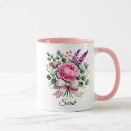 Persoonlijke Pioen Bloem Naam Mok Cadeau