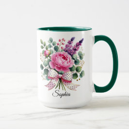 Persoonlijke Pioen Bloem Naam Mok Elegant Cadeau