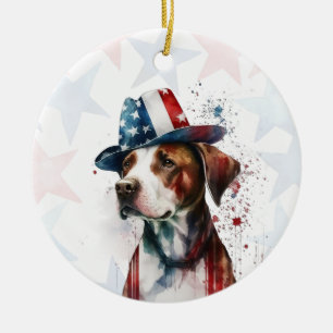 Persoonlijke Pitbull-hond voor 4 juli Keramisch Ornament