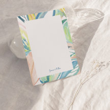 Persoonlijke platte notitiekaart met blad abstract