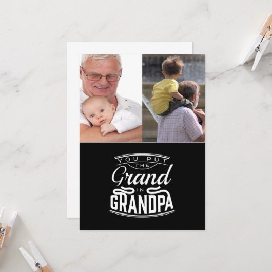 Persoonlijke platte wenskaart voor opa kaart (Voorkant / Achterkant in situ)