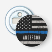 Persoonlijke politie met thin Blue Line Button Flesopener (Voorkant)