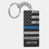 Persoonlijke politie met thin Blue Line Sleutelhanger (Voorkant Links)
