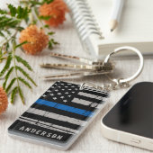 Persoonlijke politie met thin Blue Line Sleutelhanger (Voorkant Rechts)