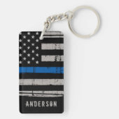 Persoonlijke politie met thin Blue Line Sleutelhanger (achterkant)