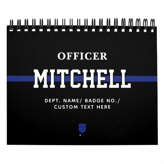 Persoonlijke politieagent in blauwe lijn kalender (Hoes)