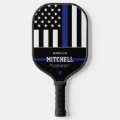 Persoonlijke politieagent in blauwe lijn pickleball paddle (Voorkant)