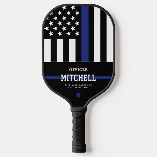 Persoonlijke politieagent in blauwe lijn pickleball paddle (Voorkant)