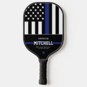 Persoonlijke politieagent in blauwe lijn pickleball paddle (Achterkant)
