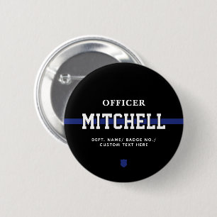 Persoonlijke politieagent in blauwe lijn ronde button 5,7 cm