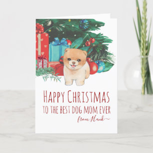 Persoonlijke pommerse pommerse pupppy mum Kerstmis Feestdagen Kaart