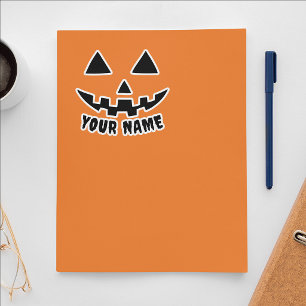 Persoonlijke Pompoen Halloween Naam Zwart & Wit Sticker