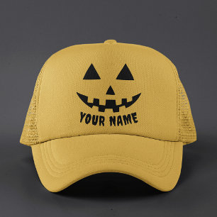Persoonlijke Pompoen Halloween Naam Zwart & Wit Trucker Pet