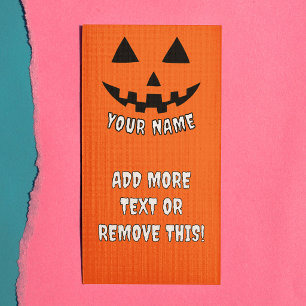 Persoonlijke Pompoen Halloween Uw Naam & Tekst Reclamekaart