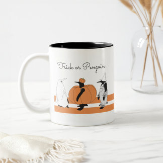 Persoonlijke Pompoen Pinguïn Grappige Halloween Tweekleurige Koffiemok
