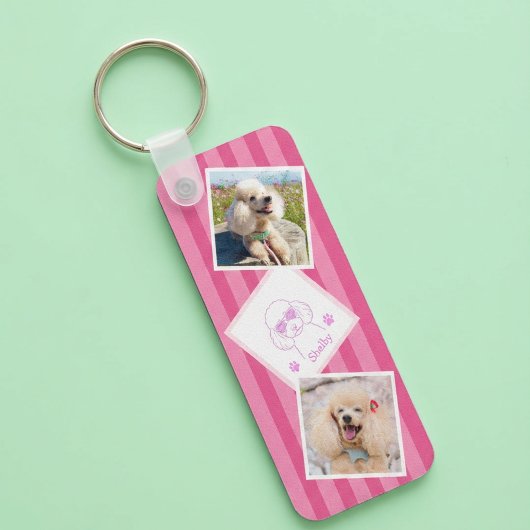 Persoonlijke Poodle-foto-sleutelhanger met naam Sleutelhanger