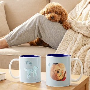Persoonlijke Poodle Fotobeker Dubbelzijdig Blauw Tweekleurige Koffiemok