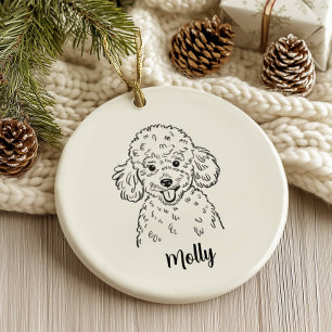 Persoonlijke Poodle-hond Kerstmis Keramisch Ornament