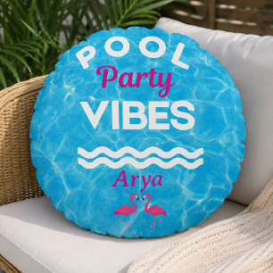 Persoonlijke 'Pool Party Vibes' Worpkussen Rond Kussen