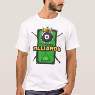 Persoonlijke Poolhal NAME 8 Ball Crown Billiards T-shirt
