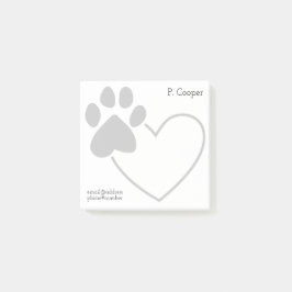 Persoonlijke pootafdruk op hart post-it® notes