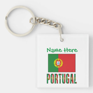 Persoonlijke Portugese Vlag Heritage Vierkante Acr Sleutelhanger