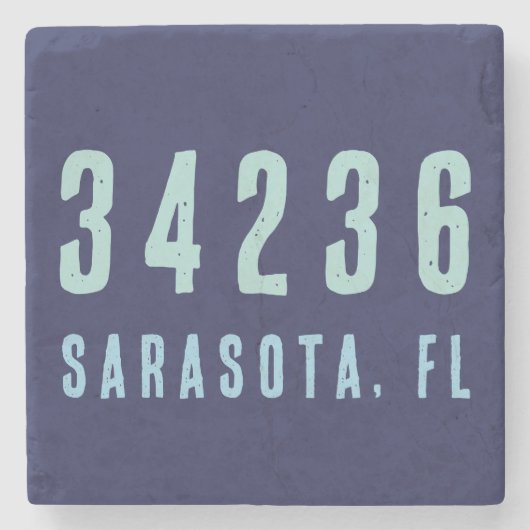 Persoonlijke postcode, plaats, staat | Navy Blue Stenen Onderzetter (Voorkant)