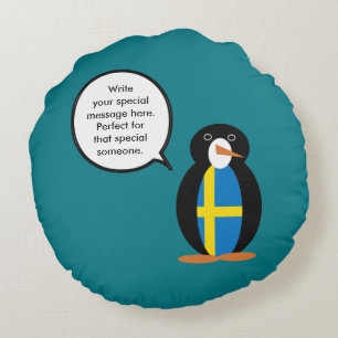 Persoonlijke pratende mevrouw pinguïn met Zweedse Rond Kussen