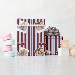 Persoonlijke Preppy Bruine Blauwe Cabana Streep Cadeaupapier
