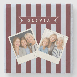 Persoonlijke Preppy Bruine Blauwe Cabana Streep Stenen Onderzetter