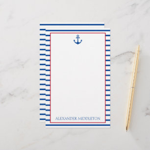 Persoonlijke Preppy Nautische Strepen en Anker Briefpapier