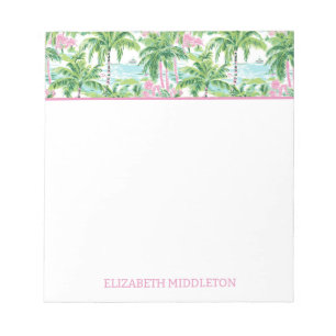 Persoonlijke Preppy Roze Groene Tropische Palmboom Notitieblok