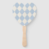 Persoonlijke Preppy Zachte Blauwe Fluwelen Argyle  Handwaaier (Achterkant)
