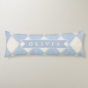 Persoonlijke Preppy Zachte Blauwe Fluwelen Argyle  Lichaamskussen