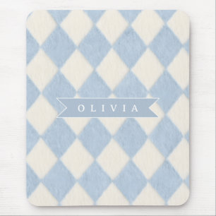 Persoonlijke Preppy Zachte Blauwe Fluwelen Argyle  Muismat