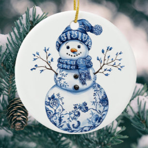 Persoonlijke pret Chinoiserie Blauw Witte Sneeuwma Keramisch Ornament