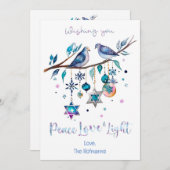 Persoonlijke Prettig Hanukkah, Vrede Liefde & Lich Feestdagenkaart (Voorkant / Achterkant)
