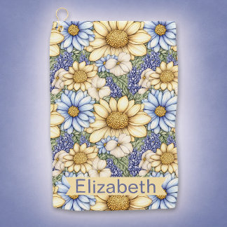 Persoonlijke Pretty Daisies en Lavendel Bloemen Golfhanddoek