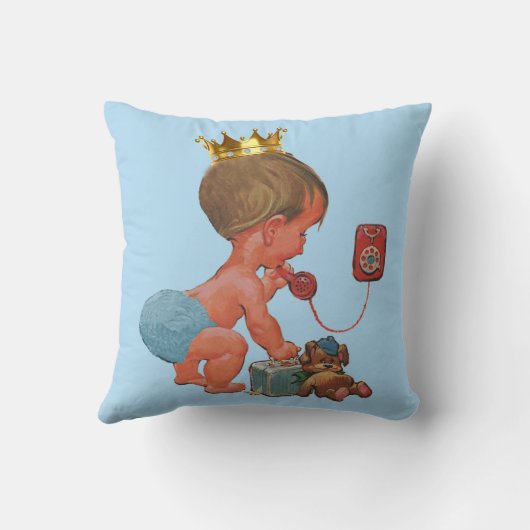 Persoonlijke prins op telefoon met Teddy Bear Blue Kussen (Achterkant)