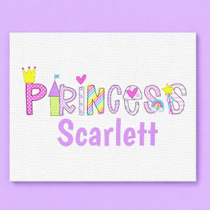 Persoonlijke prinses alfabet kroon kasteel toverst canvas afdruk