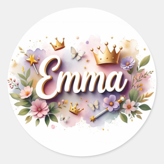 Persoonlijke Prinses Bloemstuk Emma Stickers (Voorkant)