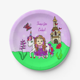 Persoonlijke prinses en Unicorn Birthday Party Papieren Bordje