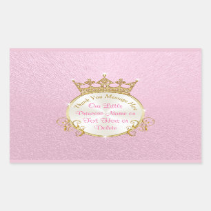 Persoonlijke prinses Stickers, Roze, Gold Tiara Rechthoekige Sticker
