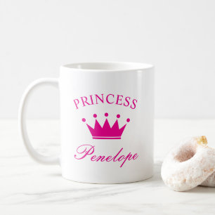 Persoonlijke prinsessen mok met kroon en naam